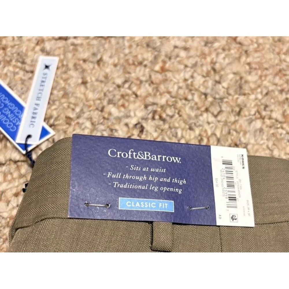 Men's Khaki Flat Front Dress Pants